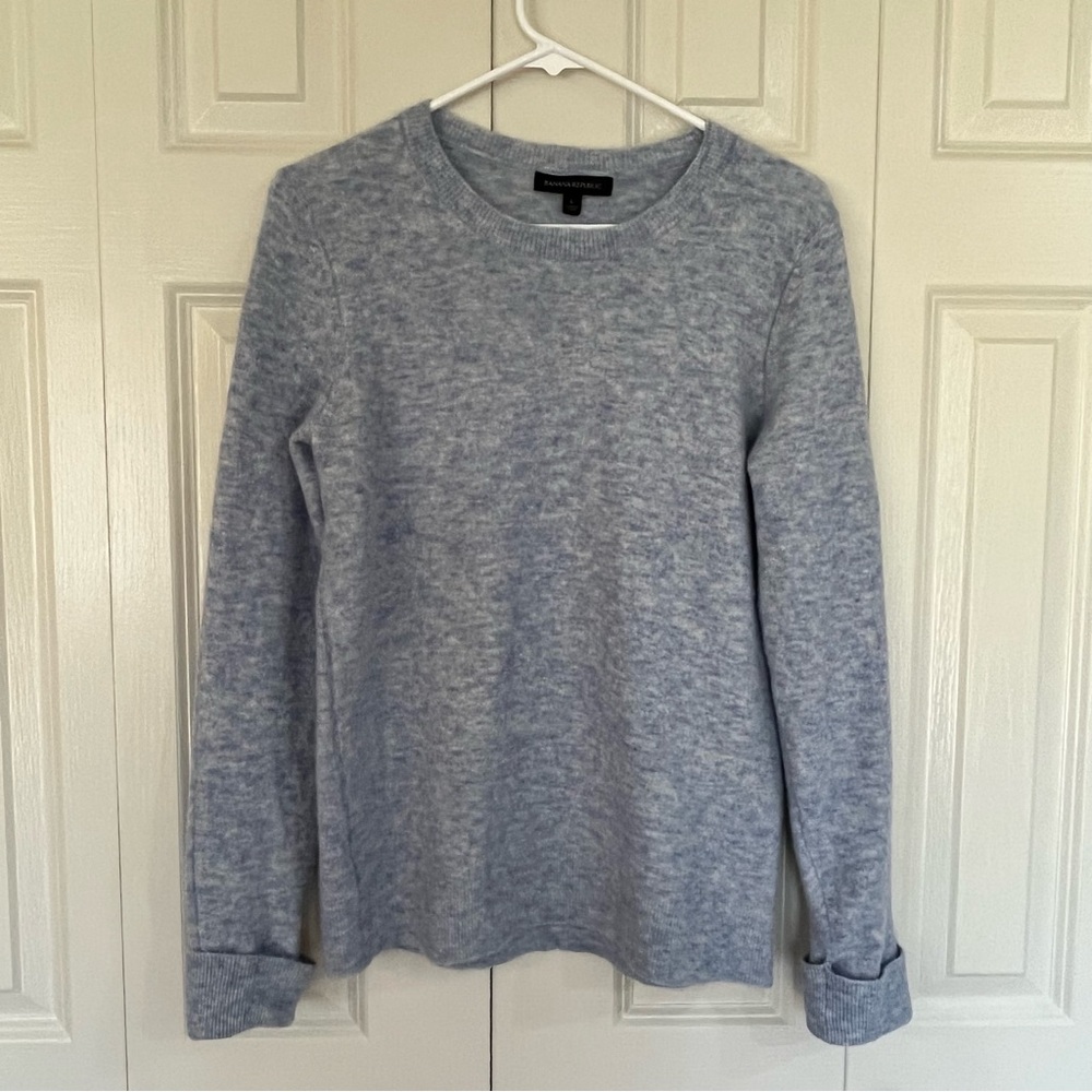 Banana Republic Wool Blend Crew Neck Long Sleeve Light Blue Sweater Size Large